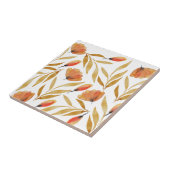 Terracotta Mosterdgeel Bloemmotief Tegeltje (Zijkant)
