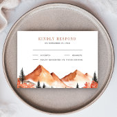 Terracotta Mountain Forest bruiloft RSVP Kaartje