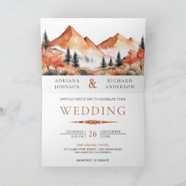 Terracotta Mountain Forest Photo QR Code Wedding