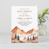 Terracotta Mountain Forest QR Code Baby shower Kaart (Staand voorkant)