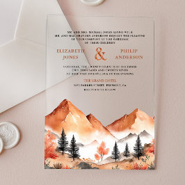 Terracotta Mountain Forest Wedding Acryl Uitnodigingen