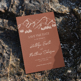 Terracotta Mountain Pine Tree Outdoor bruiloft Save The Date