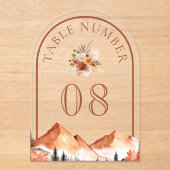 Terracotta Mountain Wedding Acrylic Table Number Acryl Uitnodigingen (Voorkant)