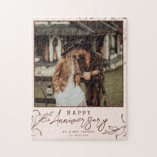 Terracotta | Mr. en Mrs Happy Wedding Jubileum Legpuzzel (Verticaal)