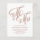 Terracotta Mr. en Mrs. Rustic Calligraphy Trouwen Uitnodiging Briefkaart (Voorkant)