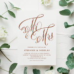 Terracotta Mr. en Mrs. Rustic Calligraphy Trouwen Uitnodiging Briefkaart<br><div class="desc">Nodig gasten uit voor uw huwelijksvieringen met ons aanpasbare briefkaart voor huwelijksuitnodigingen. Het toont meneer en mevrouw in rustieke kalligrafie. Dit terracotta bruiloft uitnodiging briefkaart is ideaal voor elke bruiloft thema of seizoen. Of u nu van plan bent een lente, rustieke of klassieke bruiloft, deze kalligrafie bruiloft uitnodiging briefkaart legt...</div>