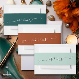 Terracotta Mr en Mrs. Uitnodigingen Wikkel