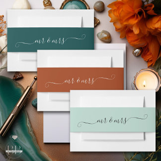 Terracotta Mr en Mrs. Uitnodigingen Wikkel