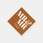 Terracotta Mr & Mr gepersonaliseerde bruiloft serv Servet (Hoek)