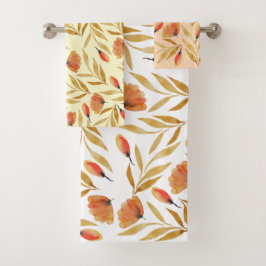 Terracotta Mustard Yellow Floral Bad Handdoek