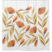 Terracotta Mustard Yellow Floral Douchegordijn (Voorkant)
