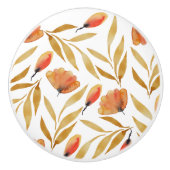 Terracotta Mustard Yellow Floral Keramische Knop (Voorkant)