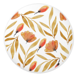 Terracotta Mustard Yellow Floral Keramische Knop