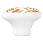 Terracotta Mustard Yellow Floral Keramische Knop (Zijkant)