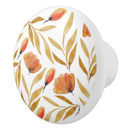 Terracotta Mustard Yellow Floral Keramische Knop
