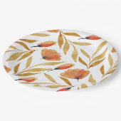 Terracotta Mustard Yellow Floral Papieren Bordje (Gekanteld)