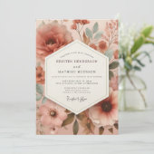 Terracotta Muted Blossom Wedding Kaart (Staand voorkant)