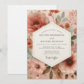 Terracotta Muted Blossom Wedding Kaart (Voorkant / Achterkant)
