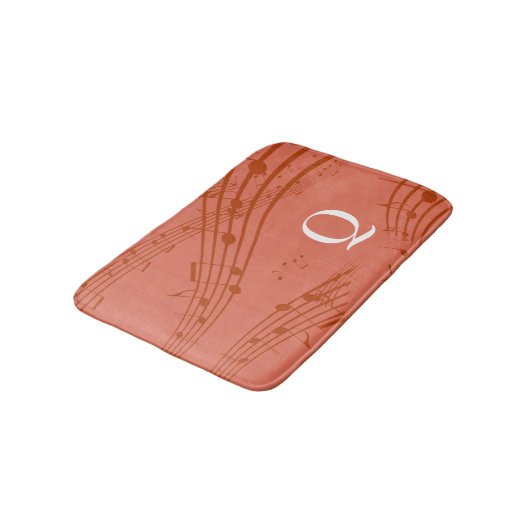 Terracotta Muzieknoten Monogram Bath Mat (Gekanteld)