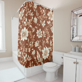  Terracotta Naadloze Boho Bloemenpatroon Douchegordijn