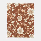  Terracotta Naadloze Boho Bloemenpatroon Fleece Deken (Voorkant)