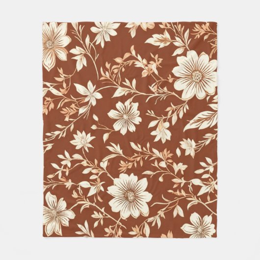  Terracotta Naadloze Boho Bloemenpatroon Fleece Deken (Voorkant)