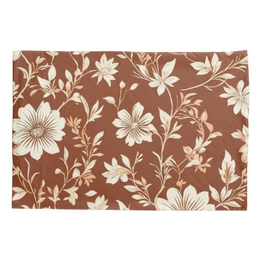  Terracotta Naadloze Boho Bloemenpatroon Kussensloop (Achterkant)