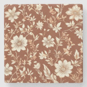  Terracotta Naadloze Boho Bloemenpatroon Stenen Onderzetter (Voorkant)