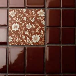  Terracotta Naadloze Boho Bloemenpatroon Tegeltje