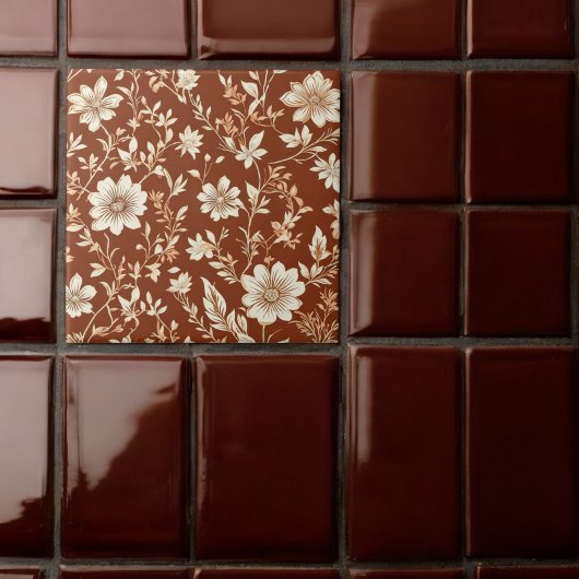  Terracotta Naadloze Boho Bloemenpatroon Tegeltje