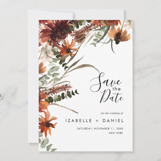 Terracotta Natural Rustic Wedding Save the Date Kaart (Voorkant)