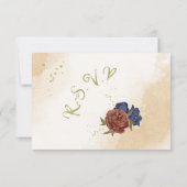 Terracotta Navy Blauw Bloemen Groen Maaltijd keuze RSVP Kaartje (Achterkant)