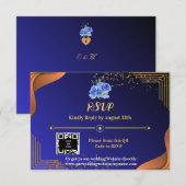 Terracotta Navy Blauw Elegant RSVP Kaartje (Voorkant / Achterkant)