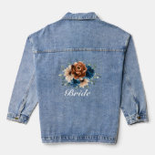 Terracotta Navy Blauw groen bloemenbruid Denim Jacket (Achterkant)