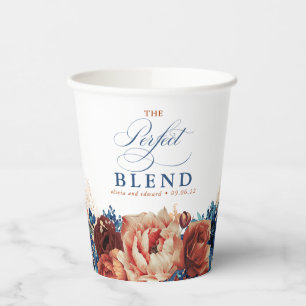 Terracotta Navy Blauwe Bloem Boho De Perfecte Mix Papieren Bekers