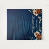 Terracotta Navy Blauwe Bruidsfeest Fotobackdrop Wandkleed (Voorkant (horizontaal))