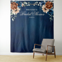 Terracotta Navy Blauwe Bruidsfeest Fotobackdrop Wandkleed