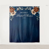 Terracotta Navy Blauwe Bruidsfeest Fotobackdrop Wandkleed (Voorkant)