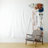 Terracotta Navy Blauwe Bruiloftsfoto Achtergrond Wandkleed (In Situ (horizontaal))