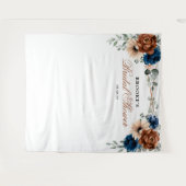 Terracotta Navy Blauwe Bruiloftsfoto Achtergrond Wandkleed (Voorkant (horizontaal))