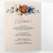 Terracotta Navy Blauwe Groene Geometrische Trouw T Drieluik Aankondiging (Binnenzijde eerst)