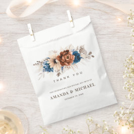 Terracotta Navy Blauwe Pampas Gras Rustieke Bruilo Bedankzakje