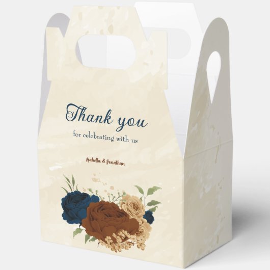 Terracotta Navy bloemenbruiloft Bedankdoosjes (Open)