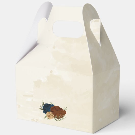 Terracotta Navy bloemenbruiloft Bedankdoosjes (Achterkant)