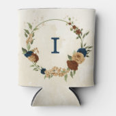 Terracotta Navy bloemenbruiloft Blikjeskoeler (Voorkant)