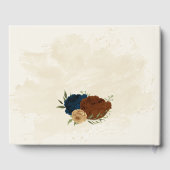 Terracotta Navy bloemenbruiloft Gastenboek (Achterkant)