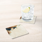 Terracotta Navy bloemenbruiloft Kartonnen Onderzetters (Insitu)