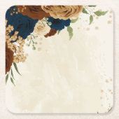 Terracotta Navy bloemenbruiloft Kartonnen Onderzetters (Voorkant)