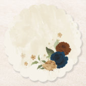 Terracotta Navy bloemenbruiloft Kartonnen Onderzetters (Voorkant)