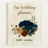 Terracotta Navy bloemenbruiloft Planner (Voorkant)